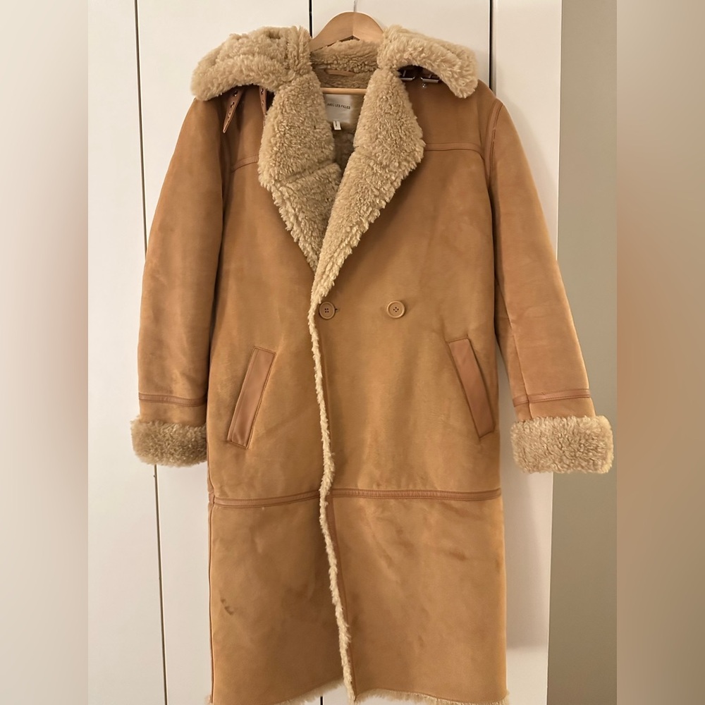 Faux Shearling coat by Avec les filles.XS size like new.Double breasted buttons.
